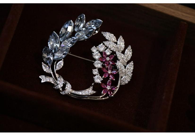 Bo Xin Yun Crystal Pearl Wheat Ear Brooch - Elegant Lapel Pin for Suits