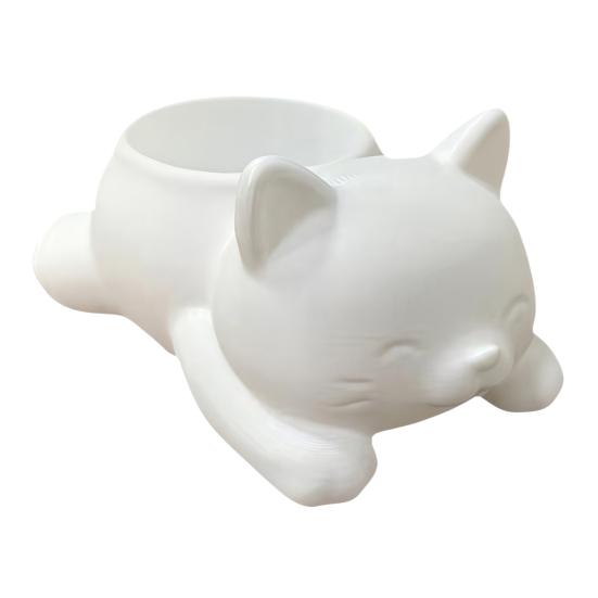 

3D Printed Cat Planter Pot Lying Kitten Succulents Herb Plants Flower Pot Container for Indoor Outdoor Home Balcony Garden Decor білий