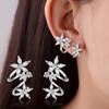 1Pair Inlaid with Synthetic Zircon Three Flowers Elegant Sexy Luxury Women's Stud Earrings, Ideal Gift for Friends
