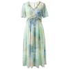 Sancai French Romantic Chiffon Print A-Line Maxi Dress