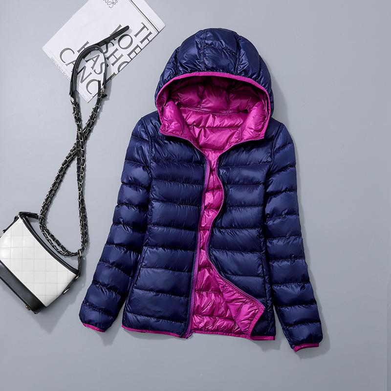 Women's Reversible Lightweight Down Jacket - Two-Sided, Plus Size, Korean Style, Thin Design