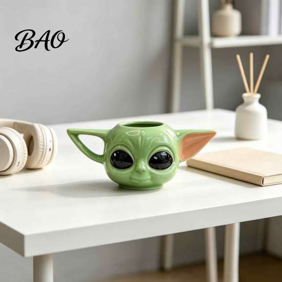 Decorative Beverage Container 3D Cartoon Ceramic Water Cup, Cute Relief Coffee Mug, Mug Unique Desktop Decoration for Hot And Cold Drinks Large