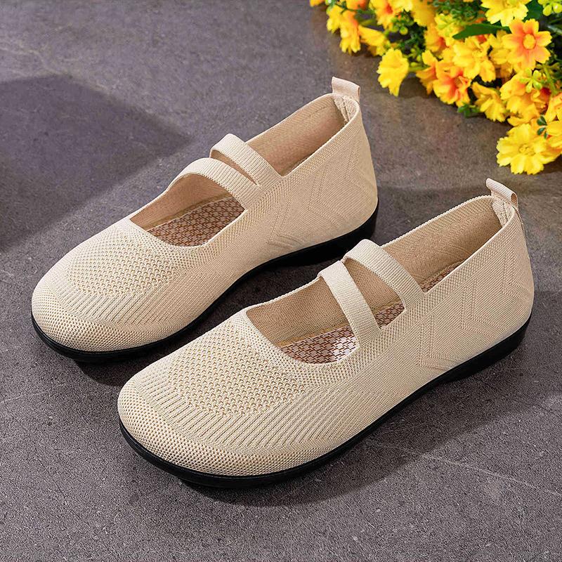 Damen atmungsaktive Strick-Sneaker lässige Ballerinas Mary Janes leichte Mesh-Damen-Kleid-Flats Schuhe Schuhwerk Sommer