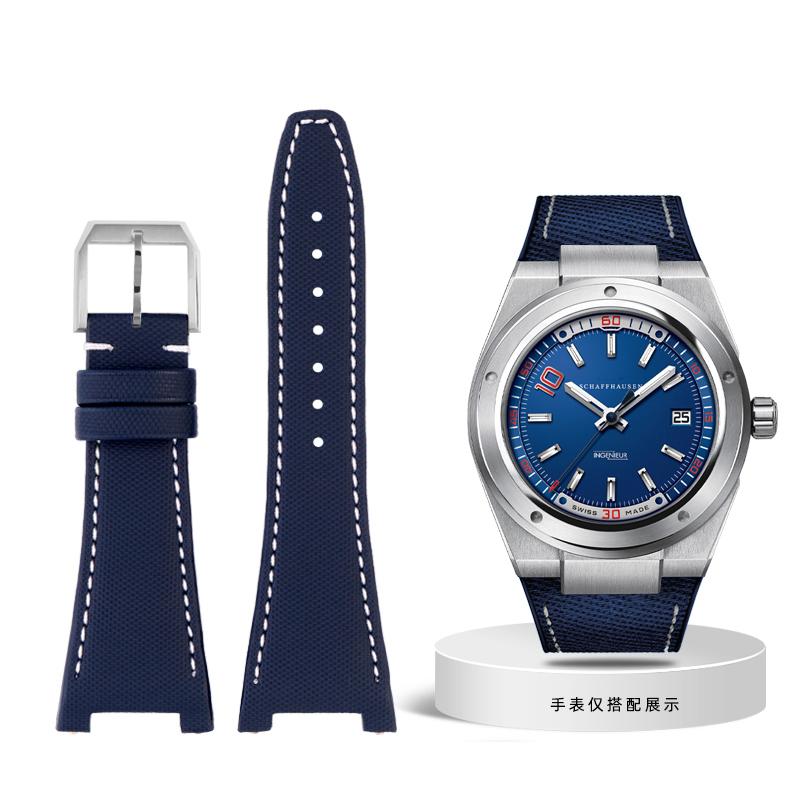 Nylonowo-skórzany pasek do zegarka IWC Engineer z wycięciem Pasek IW500501 IW378507 IW322703 Seria Czarny Sportowy płócienny pasek do zegarka