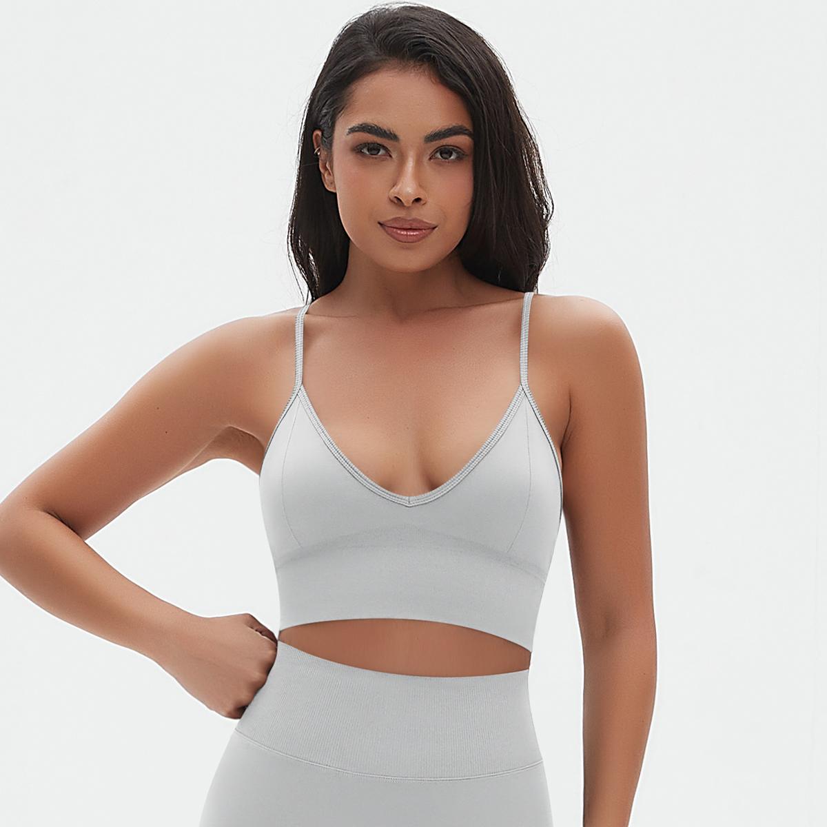 

Auroth Женский быстросохнущий жилет для йоги с открытой спиной, нижнее белье для фитнеса, бесшовный спортивный топ для бега L серый/серебряный