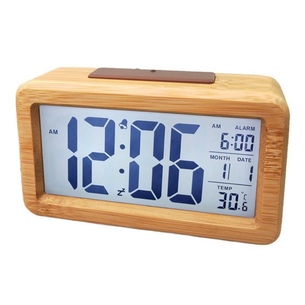 ideamall Digital Clock, Alarm Clock, Wooden Table Clock, Digital