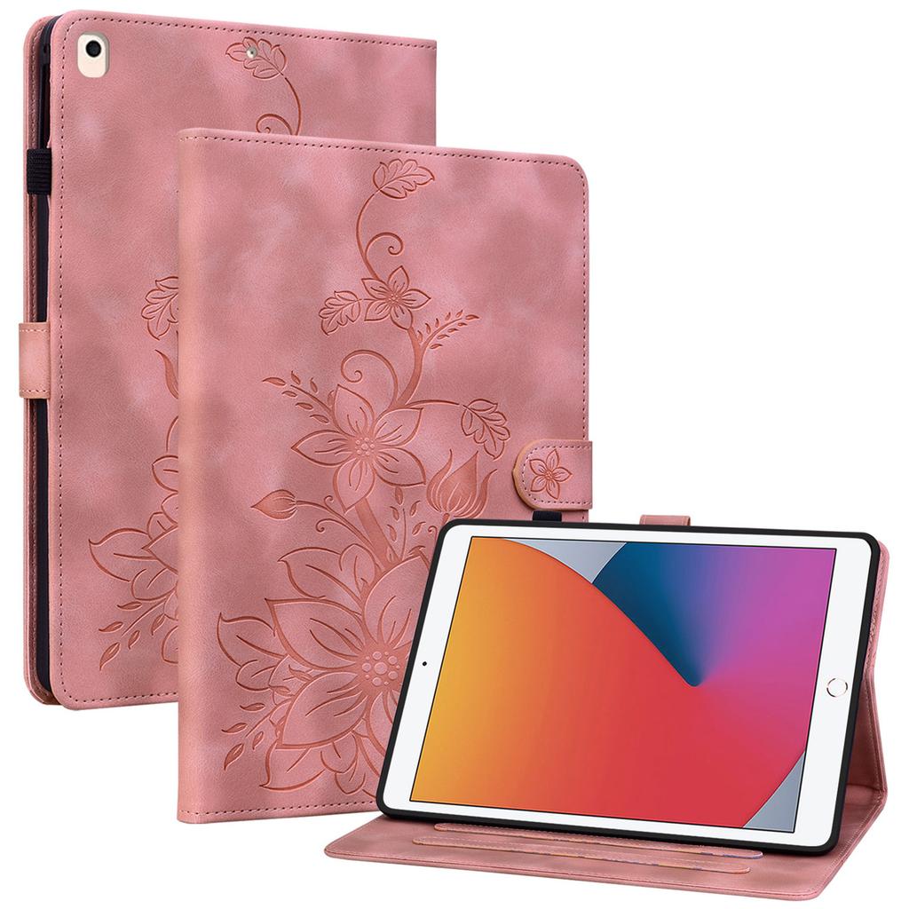 For iPad 10.2 (2021)/(2019)/(2020) Protective Case Anti-Drop Imprint PU Leather Tablet Cover