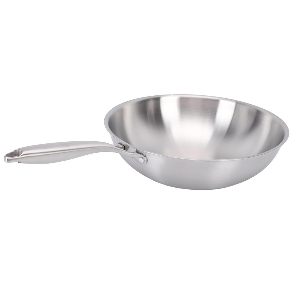 Wok with Handle 304 Stainless Steel Nonstick Stir Fry Pan Wok Cookware for Induction Electric Gas All Stove