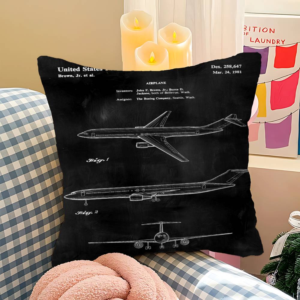Aircraft Patent Personalized Pillow Cover Kids Bedroom Wild Party Decor Pillowcase Kid Birthday Shower Gift