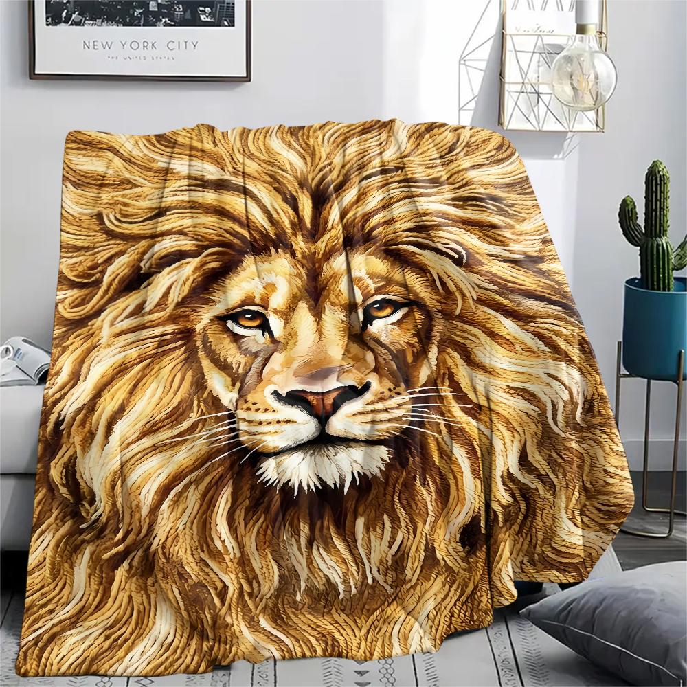 Felt wool lamb and horse lion Print Flannel Blanket,High quality Comfortable for All Seasons,Home Decor,Warmth and Comfort,Perfect for Christmas Gifts