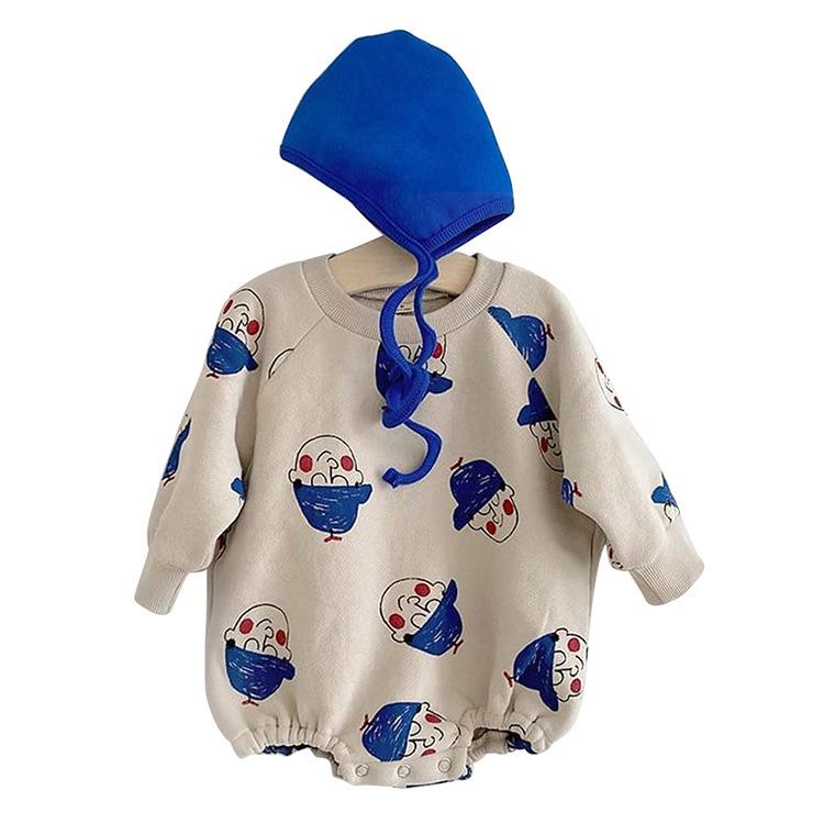Autumn Style Korean Fleece Long Sleeve Baby Bodysuit Onesie