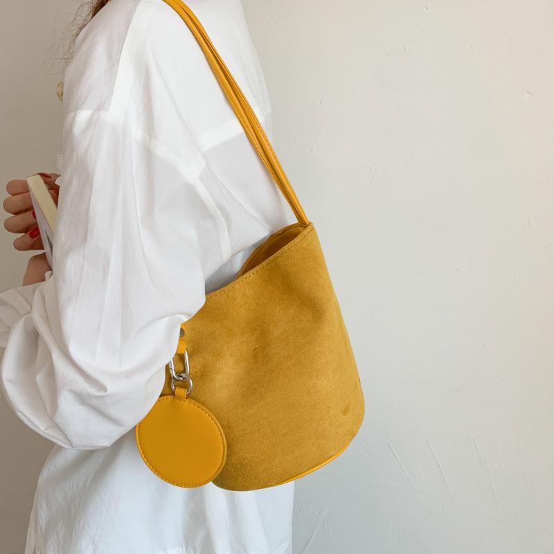 Retro Simple Soft Leather Underarm Bag Women's New Trendy Fashion Bucket Bag Casual Shoulder Bag