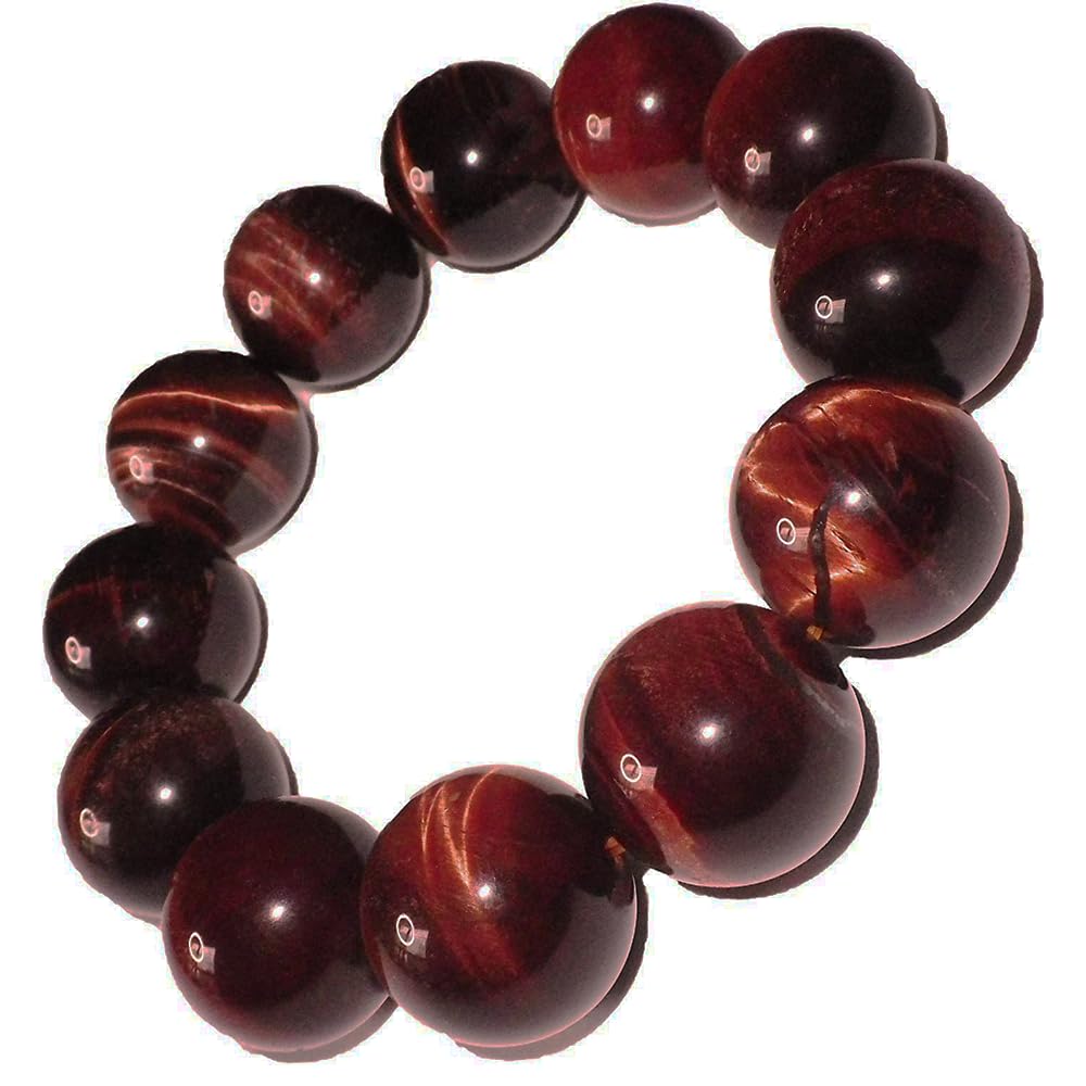 

Red Tiger Eye Power Stone Bracelet Prayer Beads Bracelet Natural Stone Tiger Eye Stone Money Luck Work Luck [hibikurasu] (18mm) червоний