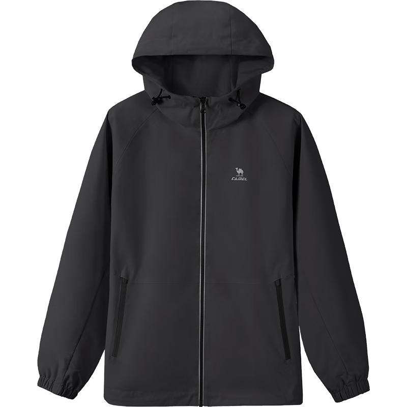 Camel Water-Repellent Hooded Windbreaker Jacket