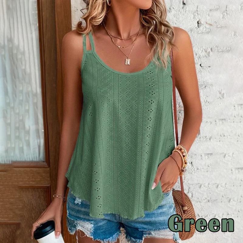 2025 Women's European & American Sleeveless Round Neck Jacquard Tank Top