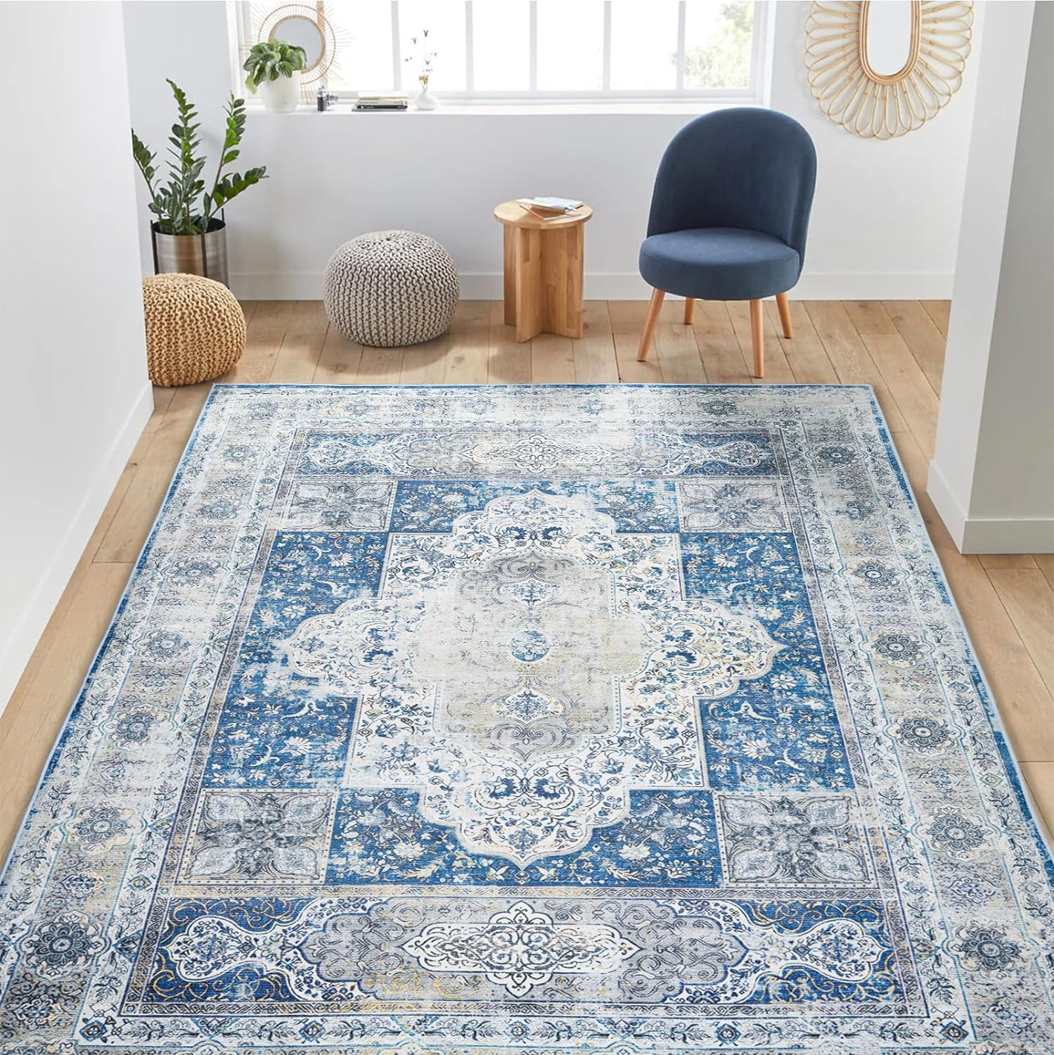 

Винтажный ковер для гостиной, моющиеся коврики, ковер для кухни, спальни, столовой, без ворса, нескользящий, зеленый, бирюзовый, многоцветный, для декора 40x60cm