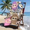 Custom Name Personalized Labubu Print Beach Towel, for Trip Camping Beach Party Home Decor, Birthday Gift for Family & Friends