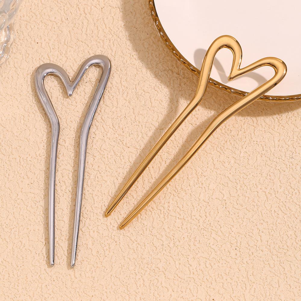 Minimalist Style Heart Shape Hairpin for Hairstyle Hair Accessories 18K Gold Plated Stainless Steel Waterproof Gift