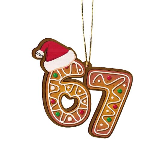 

Yousheng Christmas 67 Acrylic Ornament Six Seven Gingerbread Ornaments Funny 67 Meme Xmas Tree Decorations for Holiday Party Decor 1pc