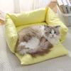 Korean Cute Pet Sofa Bed: Thick Pure Cotton Canvas, Removable & Washable, Dual-Use for Small Dogs & Cats