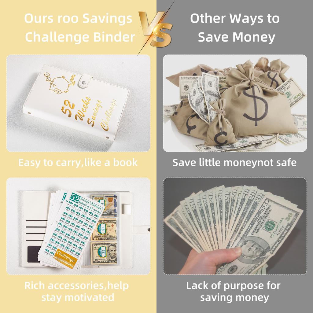 Cross-border 52-Week Savings Challenge Gift Notebook-Save Money Cash Savings Book with Loose-leaf Binding