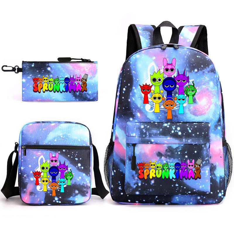 Anime Cartoon Backpack Sprunki Large Capacity Primary School Student Schoolbag Satchel Pencil Case