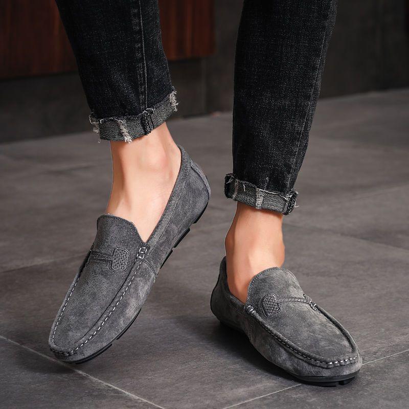 Man Casual Shoe Loafers Flat Suede Round Toe Leather Shoes for Men Adults Summer Sale Designer Comfortable Cowhide Slip-on Pu