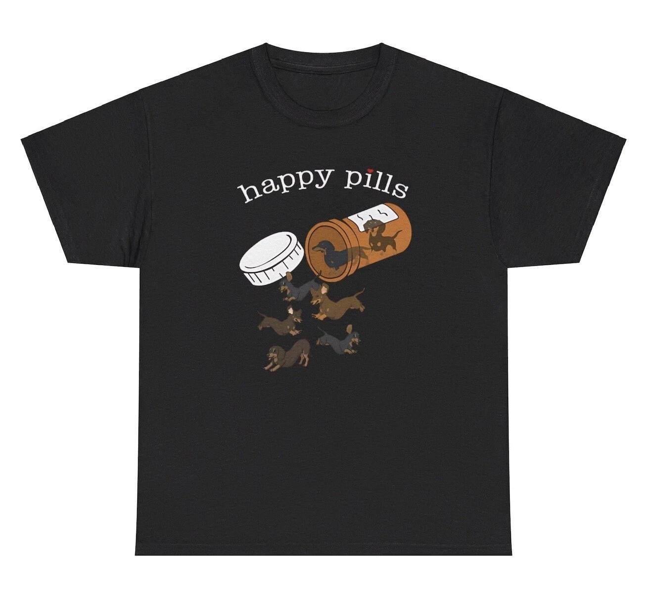Happy Pills Dog T Shirt Funny ADHD Dog Animal Lover Owner Silly Joke Gift Tee XXXXL