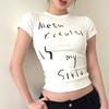 Japanese Y2k White T-shirt Vintage 2000s Style Letter Print T Shirts Harajuku Grunge Aesthetics Short Sleeve Tee Shirt