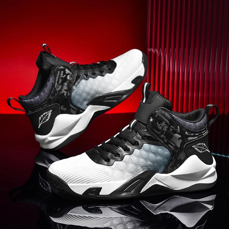 Basketball Shoes Men's Shoes Outdoor Sports Shoes Men's Shock-Absorbing High-Top Student Practical Sneakers Mesh Breathable Casual Shoes
