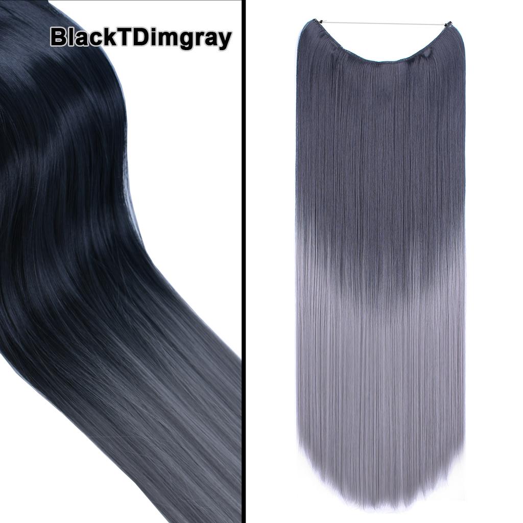 One Piece No Clips Hairpieces Ombre Color Elasticity Invisible Wire Fish Line Wavy Synthetic Hair Extension