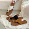 Flat-bottomed temperament cool slippers women's outer wear summer 2025 new French fashion casual cover toe vacation beach sandals