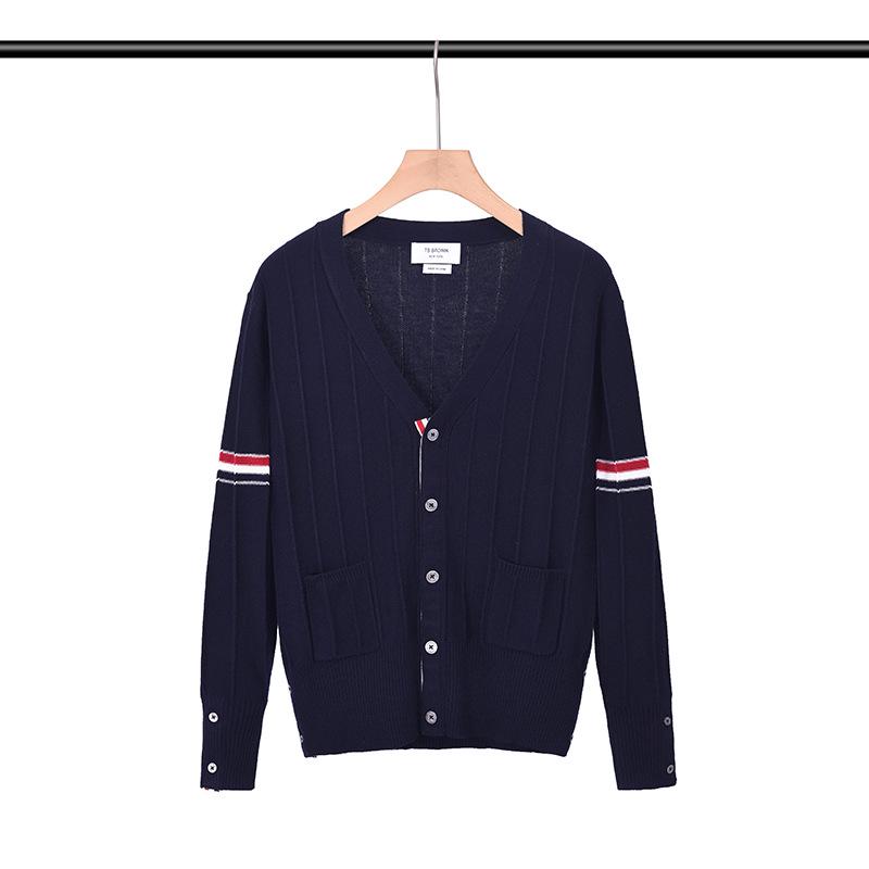 Men's Autumn 2025 Korean Style Striped Wool Cardigan Sweater