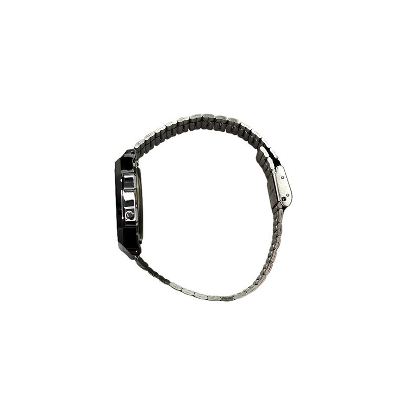CASIO Customized watch modified series retro small square watch life waterproof A168WEM-7 modified-Sanyaojie Quartz Steel YinSeBiaoPanHuangSeBiaoJing