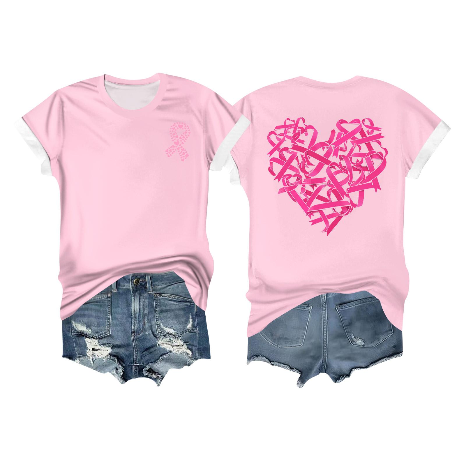 

Женская повседневная футболка с коротким рукавом с принтом ленты на груди S розовый