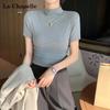 La Chapelle Women's Slim Fit Half-High Collar Short Sleeve T-Shirt