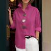 Spring and Summer New European and American Solid Color Stand-up Collar Metal Button-down Long-sleeved Shirt