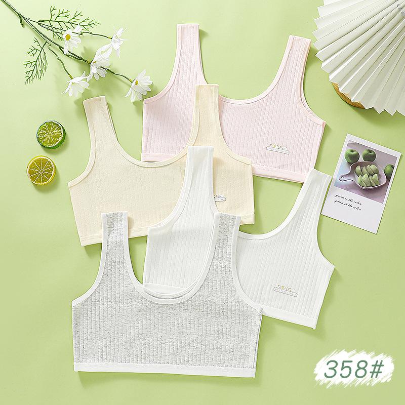 Girls' Thin Cotton Training Bra for Elementary Students - Sports, Anti-Nipple Show, Early Development, Single Layer