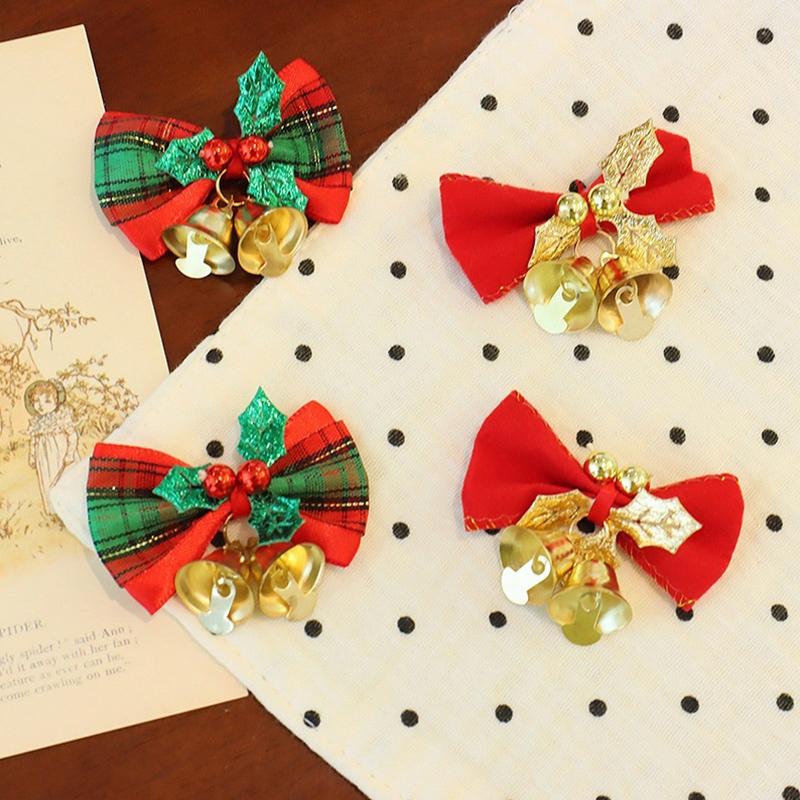 7Pcs Christmas Bow Xmas Tree Decoration Bell Bow Christmas Ornaments Bowknot Crafts New Year Navidad DIY Gift Wrapping Decor