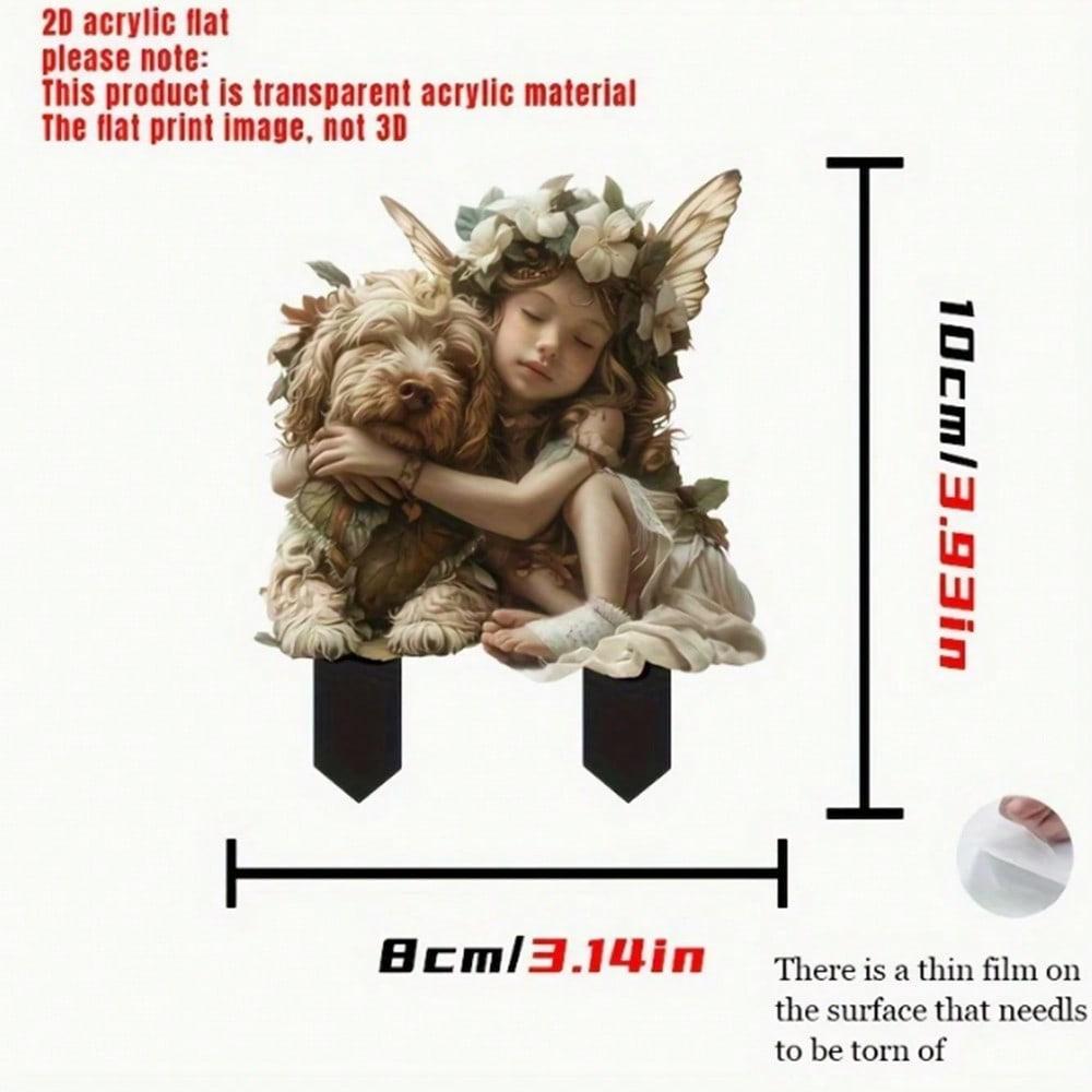 

2D плоские, очаровательные садовые кучи в виде фей и щенков для цветочных горшков, ландшафтного декора, садового искусства, праздничных подарков и семейных памятных вещей one-size