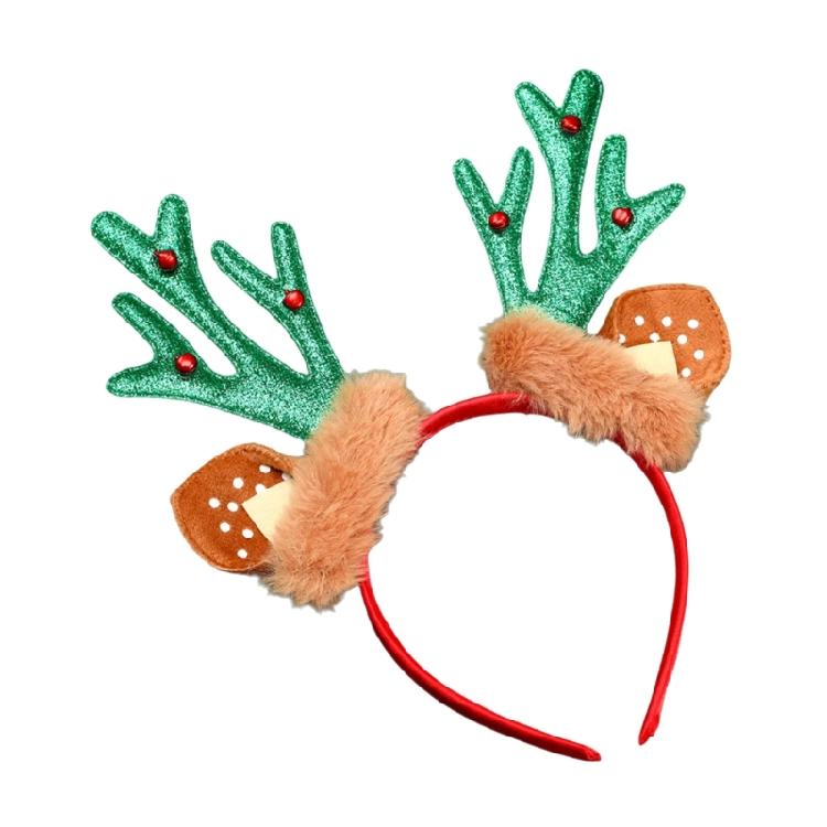 Christmas Headband Photo Props Fun Hair Hoop Antler for Party Christmas Shows зелёный