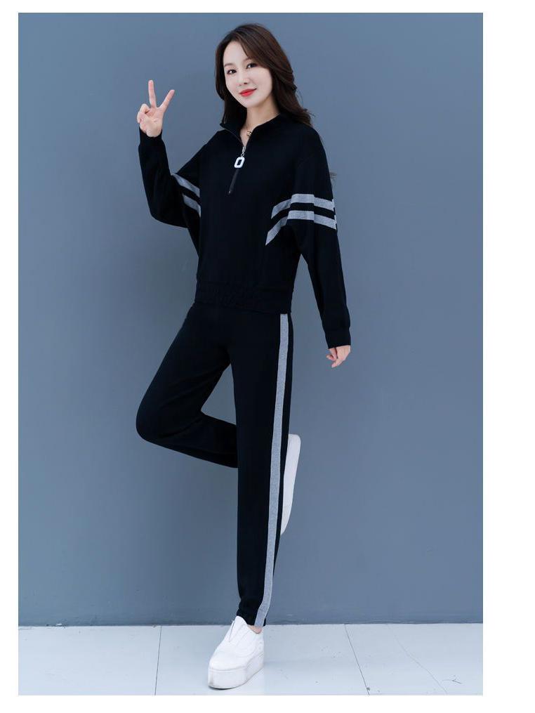 Women's Plus Size Stylish Hoodie Suit: Spring/Autumn Two-Piece Set, Loose & Slimming, Tummy Covering, Perfect for Running & Casual Wear