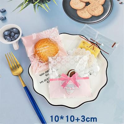 100 Pcs 10x10+3cm Flower Pattern Printed Plastic Bags Cookie Biscuits Snack Self Stick Package For Wedding Party Gift