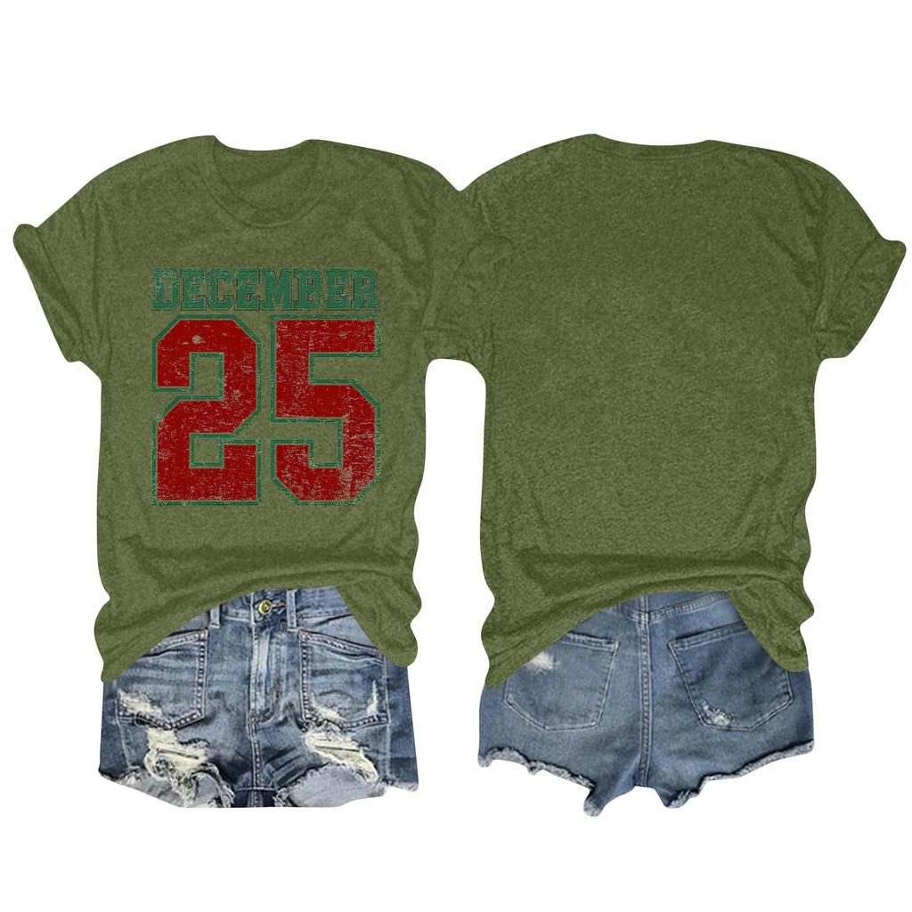 Women's Fashion Printed Round Neck Short Sleeve T-Shirt Pullover Top