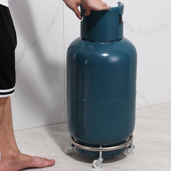 Edelstahl Gasflaschenwagen mit Rädern Stark belastbar Mehrzweck Propantankhalter Universeller Flaschenständer