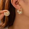Shell-Shaped Diamond Stud Earrings for Women, Textured with Twisted Rope Design - Fashionable and Elegant