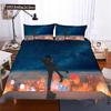 New York Duvet Cover NYC That Never Sleeps Reflection On Manhattan East River City Night Scene Room Decorative Bedding Pink Blue