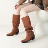 Women's high-heeled boots autumn and winter new thick-heeled suede mid-boots in size