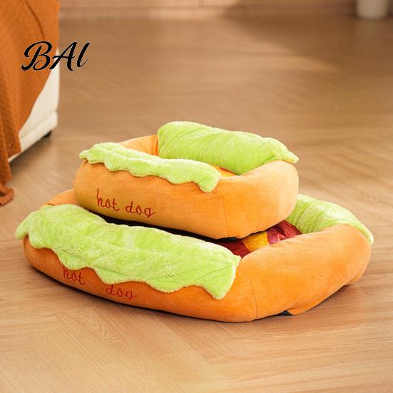 Waschbares Katzenbett Hot Dog Haustierbett, Abnehmbare Matte, Gemütliches Plüsch Verspieltes Tierbett Niedlich für Kleine Hunde Katzen Innengebrauch Bezug