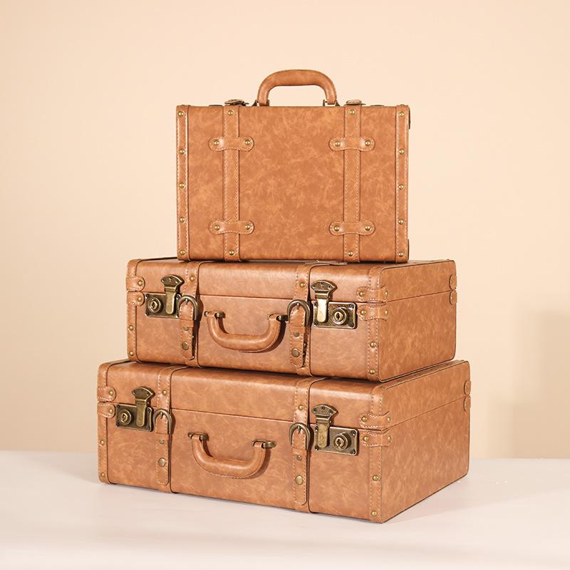 Europäische Vintage Holzkofferbox - Retro Lederkiste zur Aufbewahrung von Kleidung & Requisiten für Reisefotografie